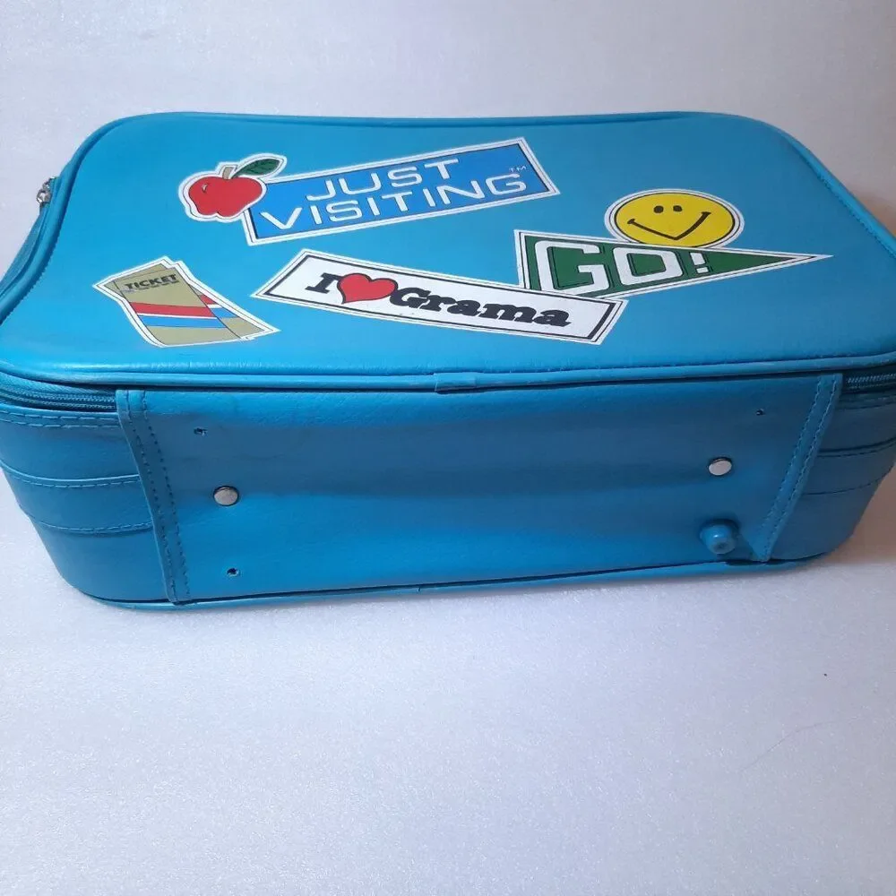 Vintage I heart love Grama kids Soft Suitcase Just Visiting Blue luggage Grandma